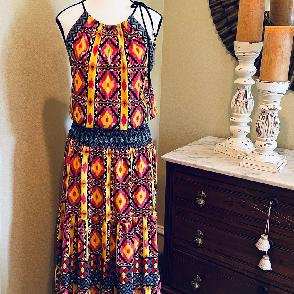 Hale Bob Colorful Geometric Maxi Dress
